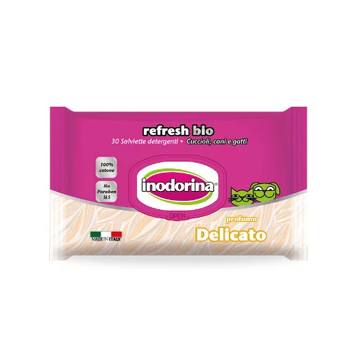 INODORINA-DELICATO-30-SALVIETTE Inodorina Refresh Bio 30 Salviette Delicato - Foto 2 | AlanDog