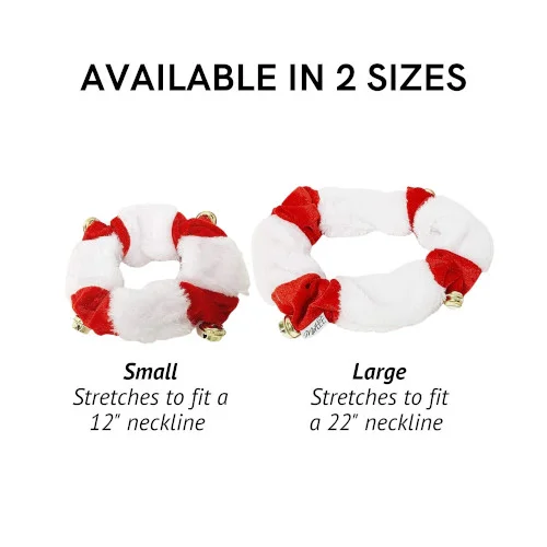 white-red-christmas-plush-ball-collar-size Collare di Natale morbido Rosso e Bianco con Campanellini - MIDLEE - Foto 2 | AlanDog