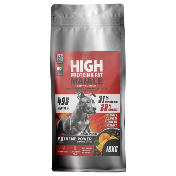PiùCane Extreme Power Puppy e Junior Maiale Monoproteico con Arancia - Extreme Power Energia e Vigore | AlanDog