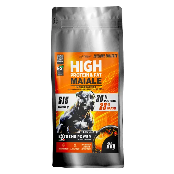 PiùCane Extreme Power Maiale con Zucca in confezione da 2 kg